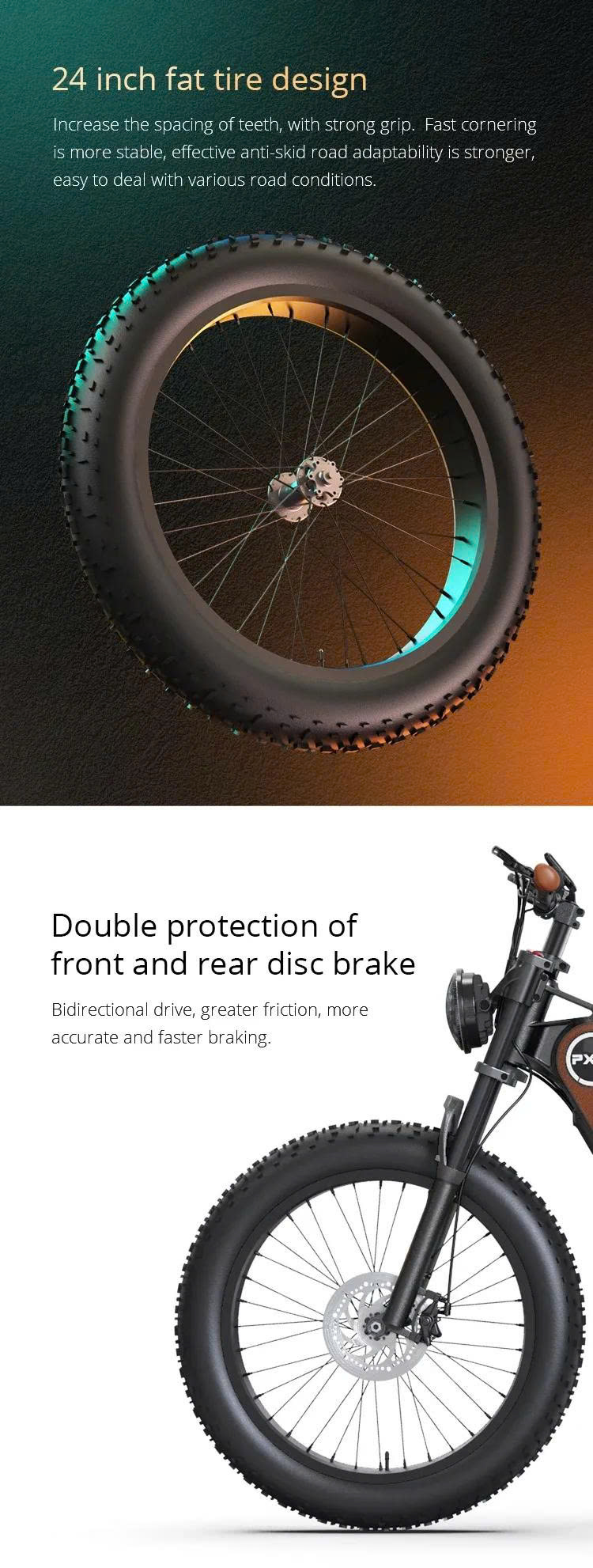 PXID P5 xe đạp điện bánh béo 24 inch